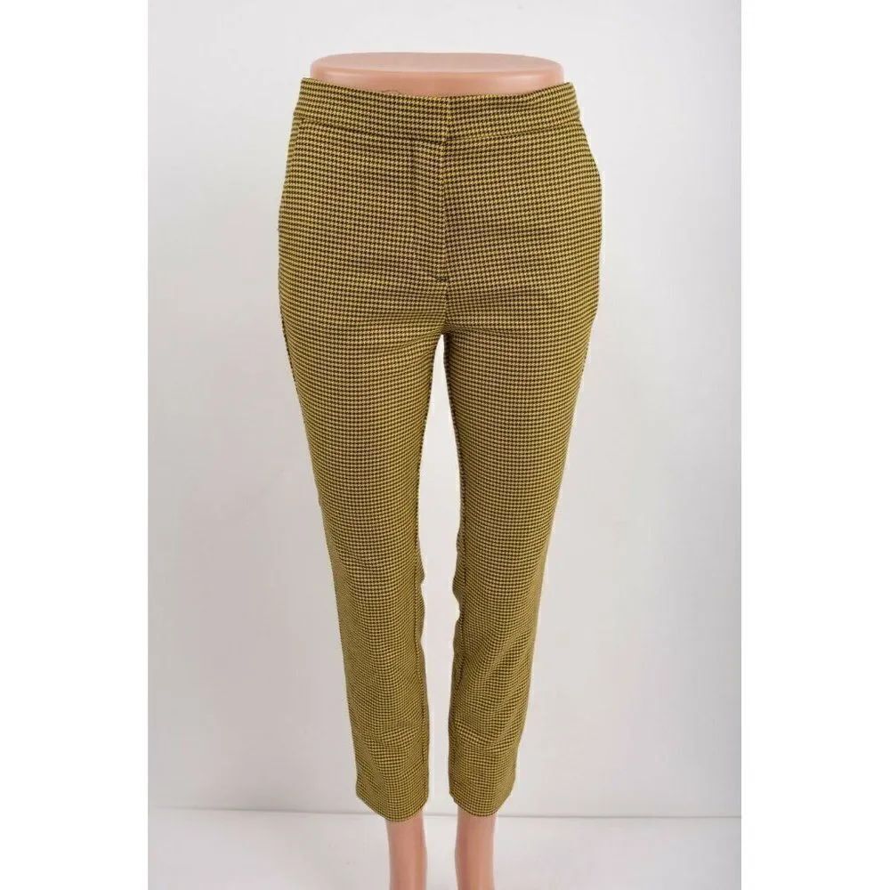 Zara Womens Jogger Pants Yellow Black Houndstooth